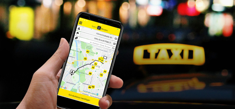 Taxi.eu App mit Leipziger Karte